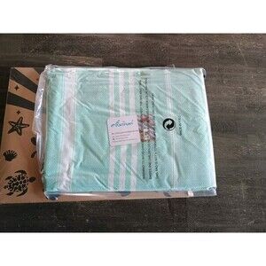 Beach Please Turkish Cotton Beach Towel Aqua White Sealed